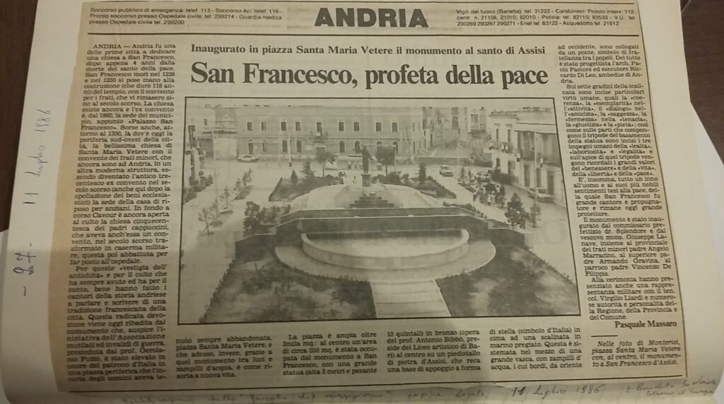 Articolo Inaugurazione piazza Santa Maria Vetere -Gazzetta del Mezzogiorno