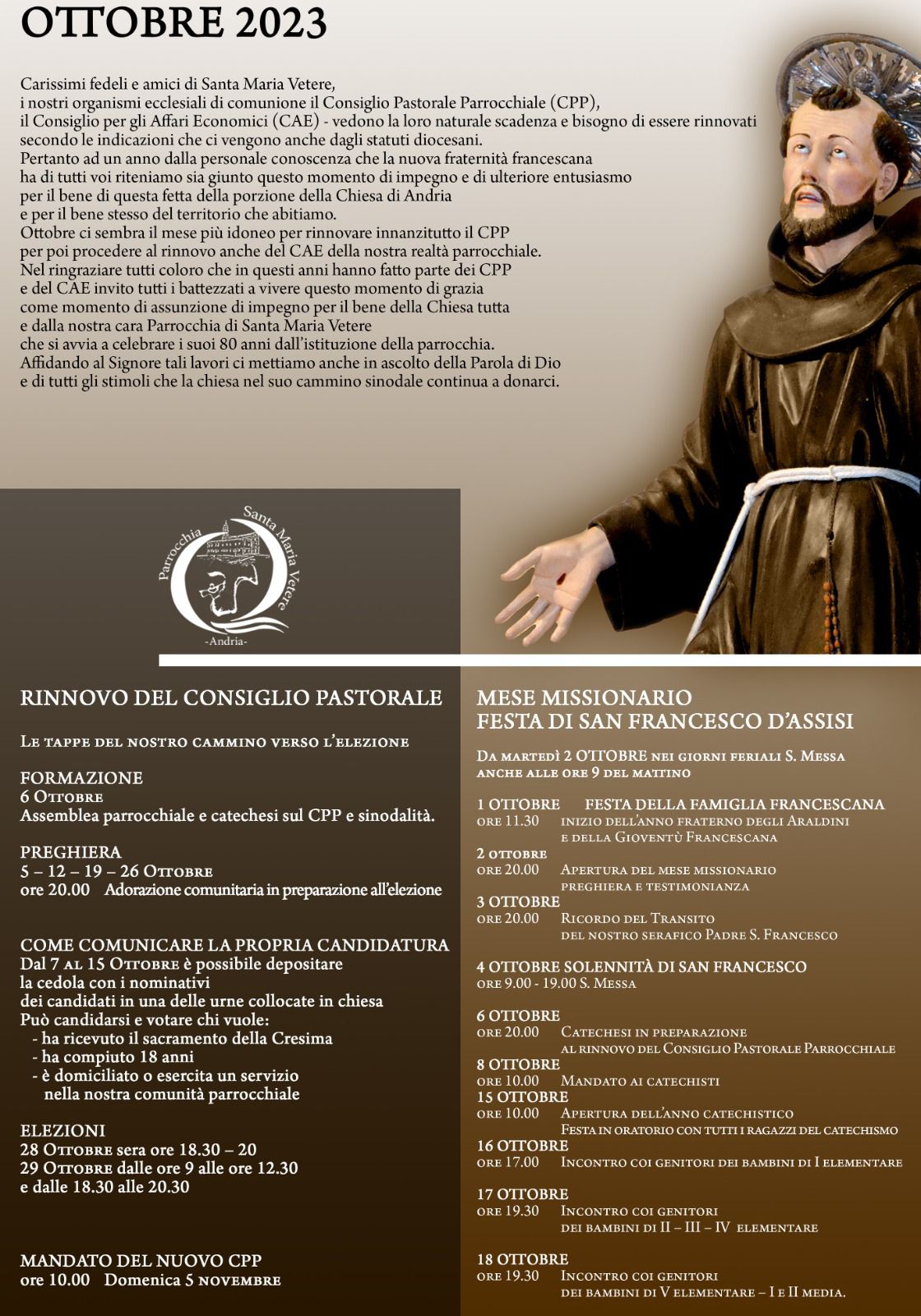 Rinnovo Cpp Ottobre 2023 e festa di San Francesco di Assisi